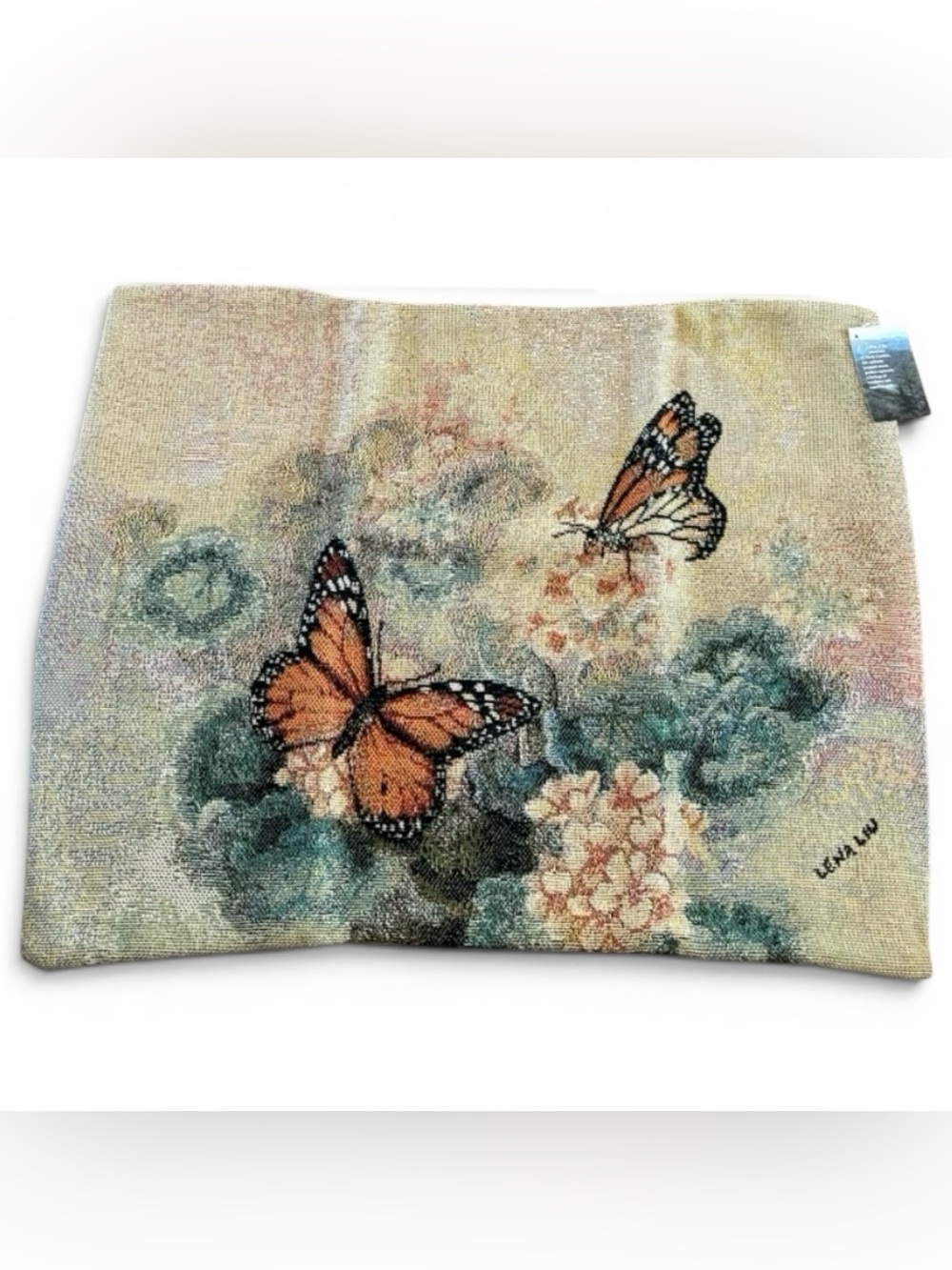 NWT Lena Liu Monarch Butterfly Tapestry Pillow Sham (Have 2 available) 21X28 VTG